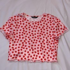 Pink and red floral SHEIN crop top